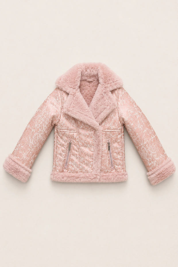 8-14 Years Luxe Glimmer Girls' Coat - Candy Pink