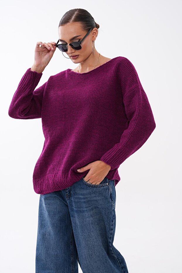 Women's Seamless Collar Knitted Loose Sweater 265022 -