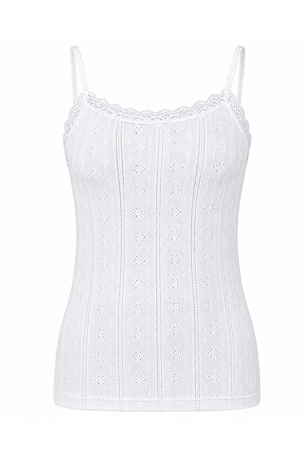 6 Pieces Women's Jacquard with Guipure Detail and Thin Straps (Transfered) 100% Cotton