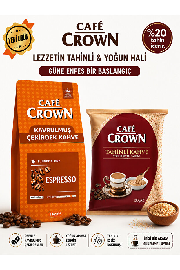 Café Espresso Roasted Whole Bean Coffee 1 kg + Turkish Coffee with Tahini 100 Gr