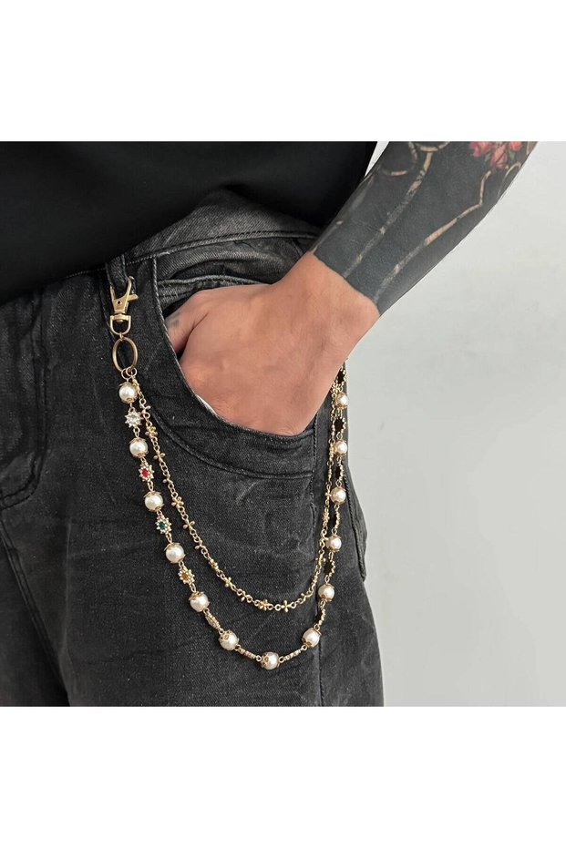 Gold Color SHIXIN HipHop Metal Keychain Belt Chain Men Women Punk Trousers Hipster Pant Chain Waist