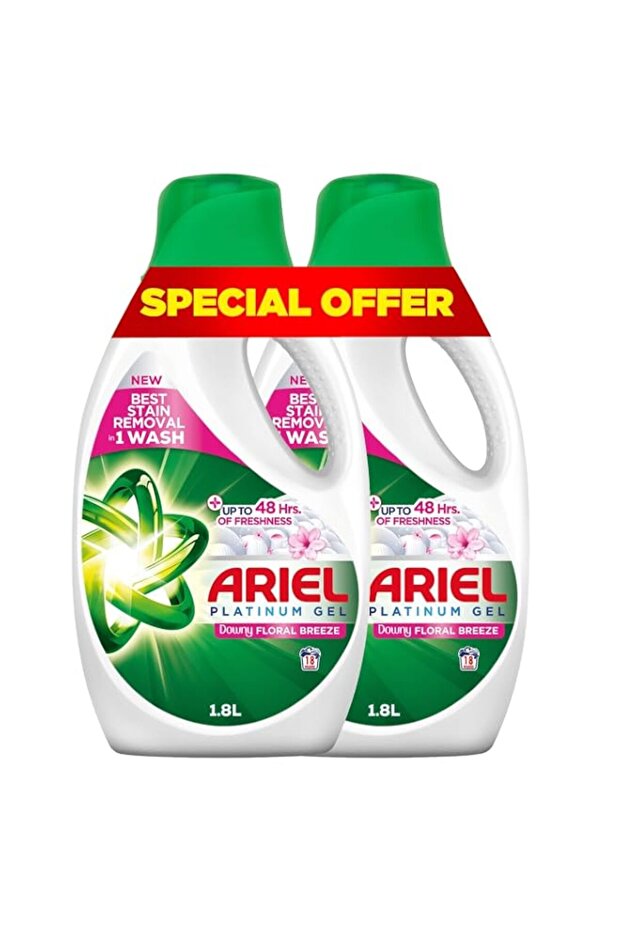 Ariel Floral Breeze Laundry Detergent Power Gel 1.8L x 2, Dual Pack