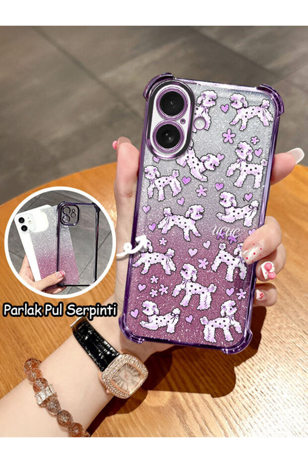 iPhone 16 Compatible Transparent Four-Corner Silicone Coated Glossy Edge Case
