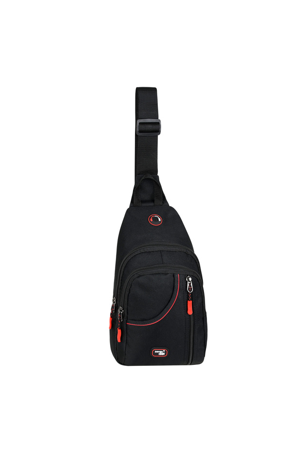 3474 Black Crossbody Chest and Backpack Bag with Headphone Outlet, Multiple Compartments, Body Bag