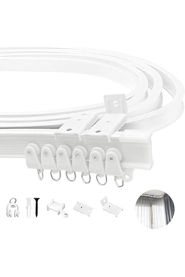 Flexible 5M Curtain Rail, Metal & Plastic, Matte Finish, White