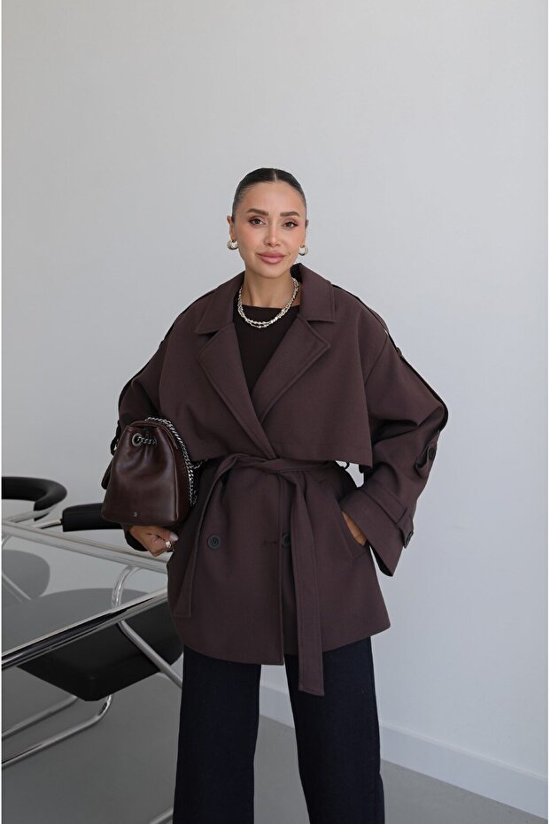 Brown Alyssa Belted Trench Coat