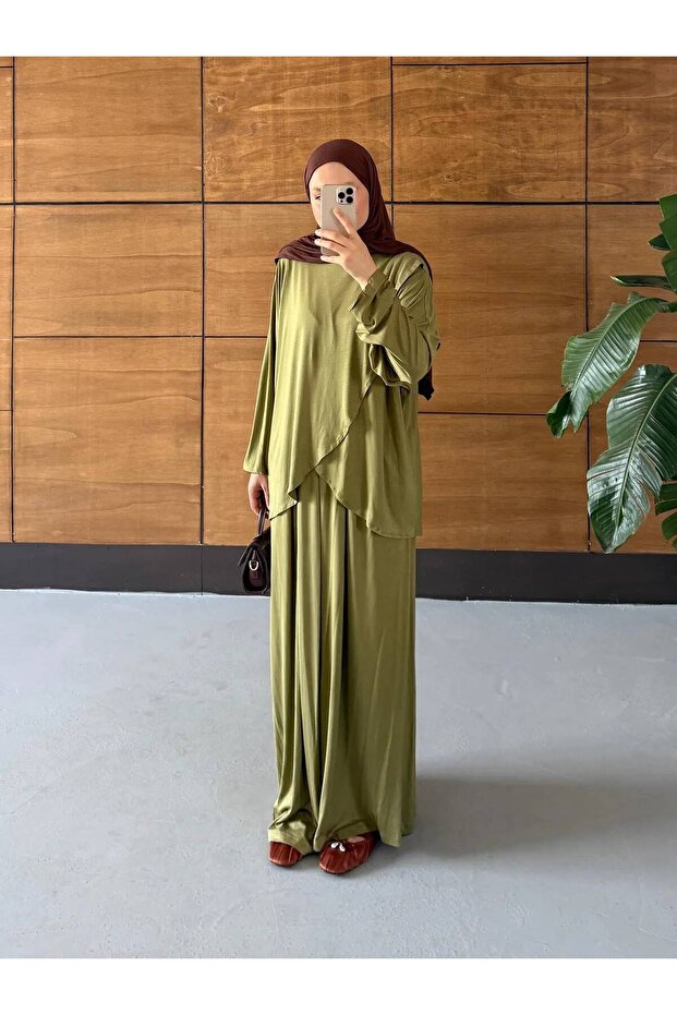 Sandy Fabric Cross Tunic Double Set