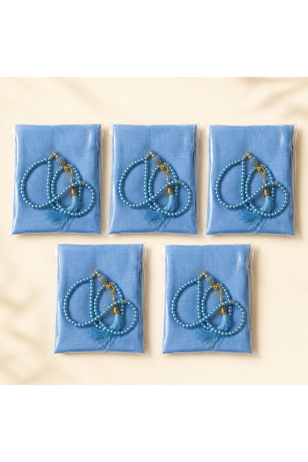 5-Piece Esarp 99-Piece Glass Pearl Prayer Beads for Mawlid, Available in Sets of 10 and 5 Pieces.