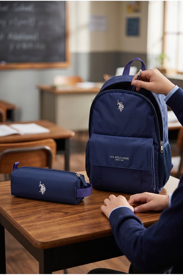 Unisex School Backpack Travel Daily Bag Pen Holder Set of 2