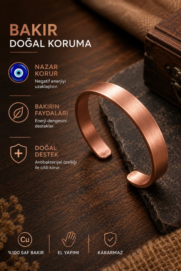 100% Pure Copper Bracelet – Evil Eye Protection Natural Copper Bracelet – Unisex Adjustable