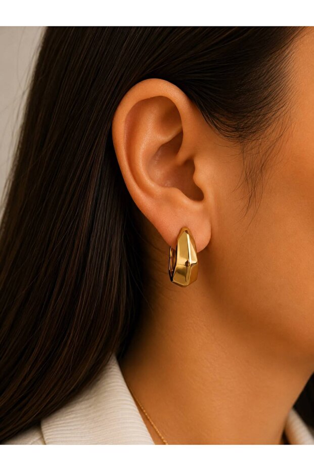 Vintage Model Curved Hoop Steel Earrings