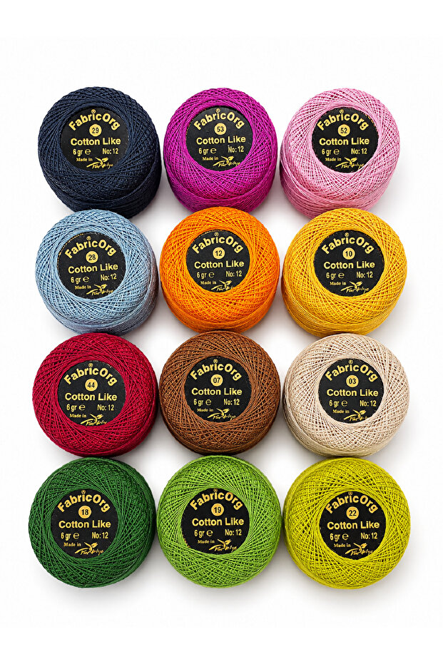 No:12 Cotton Like Etamin - Cross Stitch 12-Piece Thread Set-4 (6 Gr)