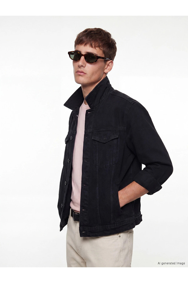 Lcw Jeans Black Regular Fit Men's Jean Jacket
