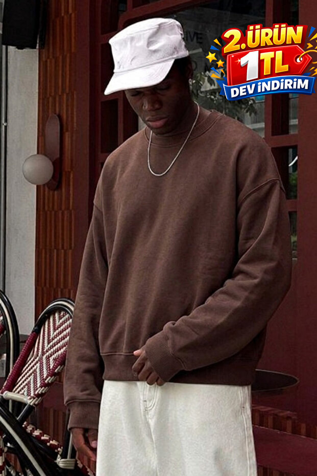 Men's Cotton Casual Brown Winter Sweatshirt