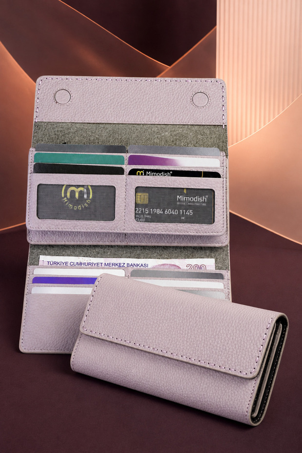 Women's 010 Genuine Leather Horizontal Premium Large Size Multi-Compartment Wallet with Plenty of Card Holders and Large Coin Compartment