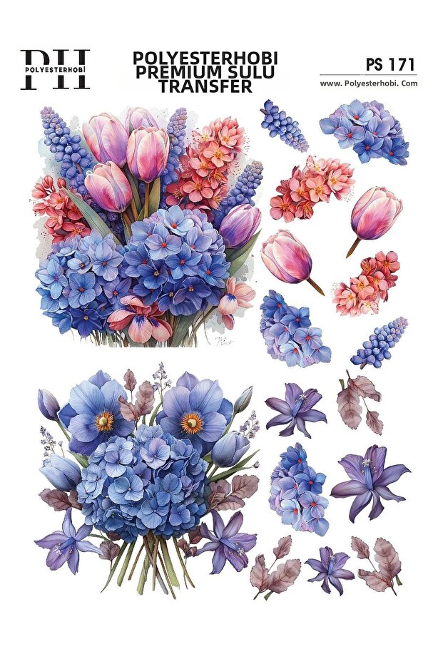 Premium Water Transfer 25X35 cm Flower Patterned Ps 171