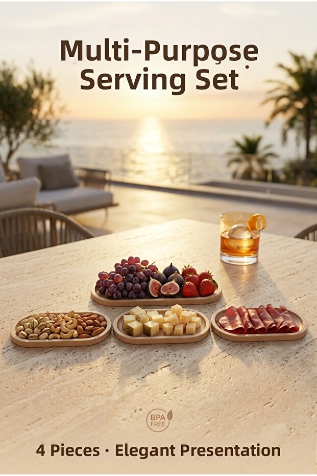 Multi-Purpose 4-Piece Presentation Set | Breakfast | Fruit Snack Appetizer Presentation | Bpa Free