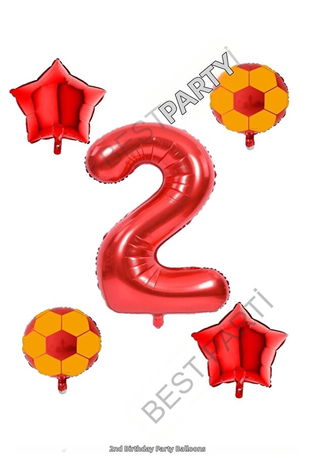 İstoç Yellow Red Soccer Ball Foil Balloon Set Age 2