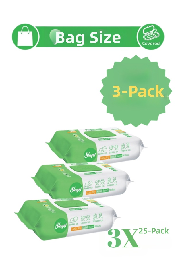 Bag Size Wet Wipes Lemon Laurel Natural Personal Care Towel 3X25 Sheets