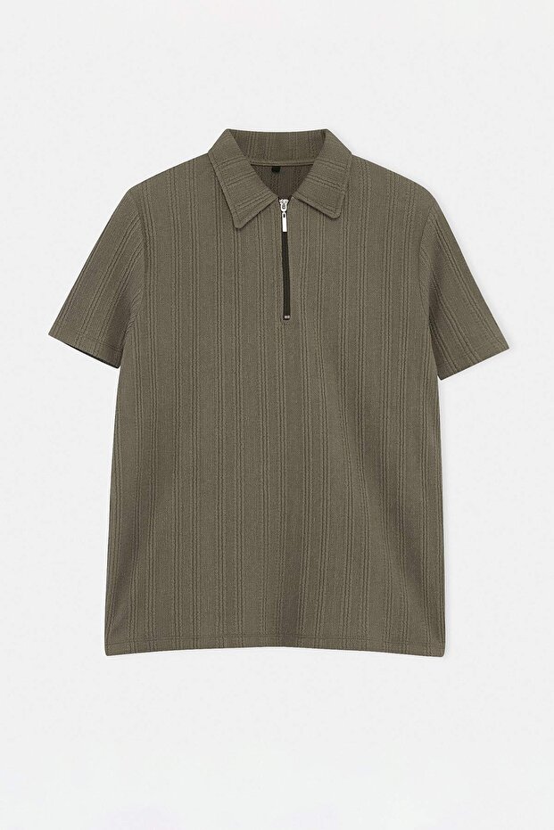 Haki Regular Polo Yaka Düz Polo Yaka T-shirt TMNSS26PO00019 - 4