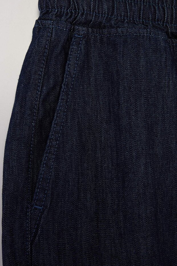 Lacivert Beli Lastikli Baggy Yazlık Erkek Jeans TMNSS26JE00003 - 6
