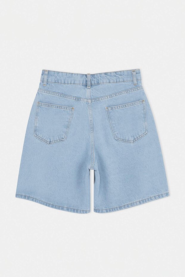 Mavi Taş Detaylı Yüksek Bel Denim Bermuda TWOSS26SR00242 - 7