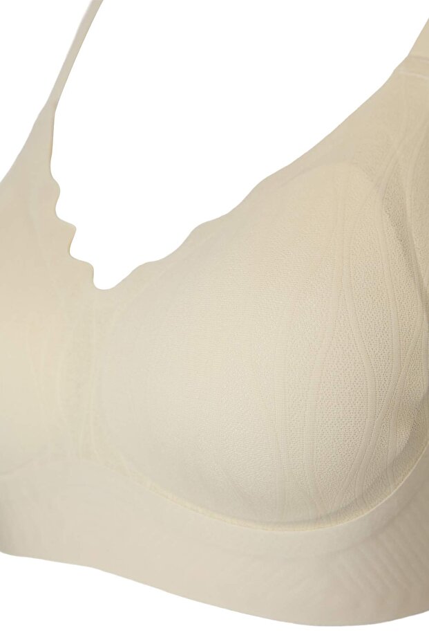 Ekru Micro Çizgili Kaplı Bralette Örme Sütyen THMSS26SU00021 - 5