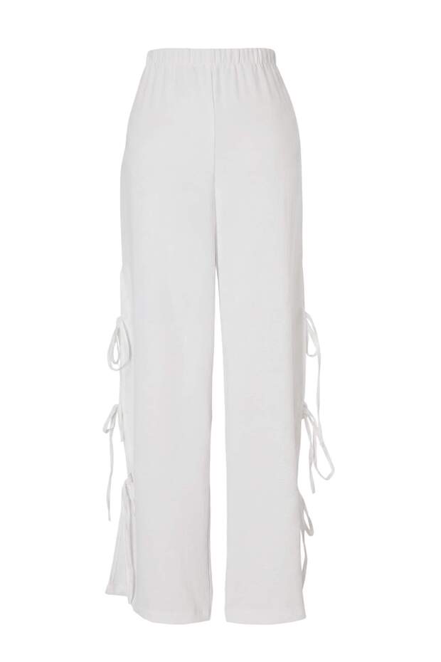 Ekru Dokuma Maxi Plaj Bluz Pantolon Takım TBESS26AU00086 - 8
