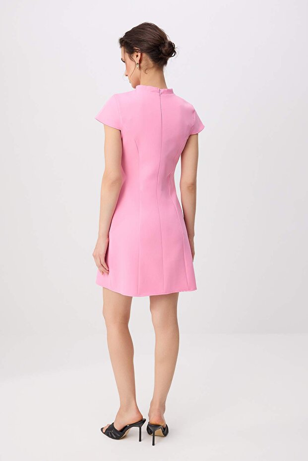 Açık Pembe Düz Kısa / Mini Dokuma Elbise TWOSS26EL00702 - 4