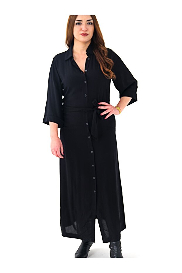 WOMEN'S BUTTONED BRAND DRESS-BLACK