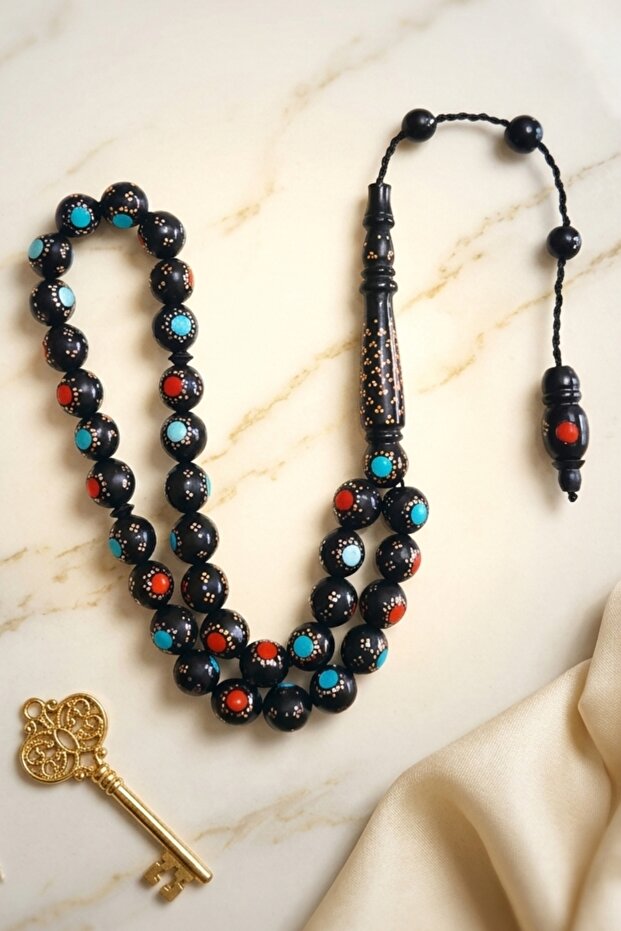 Handcrafted High-End Kuka Prayer Beads – Special Design with Enamel Inlay and Brass Embellishments