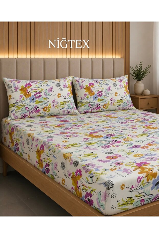 طقم ملاءات مطاطية مقاس كبير 180×200 سم (+2 غطاء وسادة 50×70 سم)