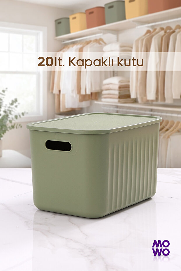 20 Liter 1 Piece Storage Box with Lid, Closet Organizer, Basket, Organizer Toy Box