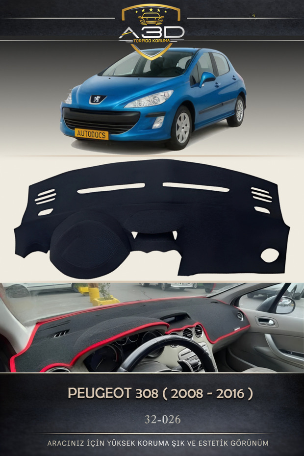 Peugeot 308 (2008 - 2016) Front Dashboard Protection Cover/Carpet Replacement Part