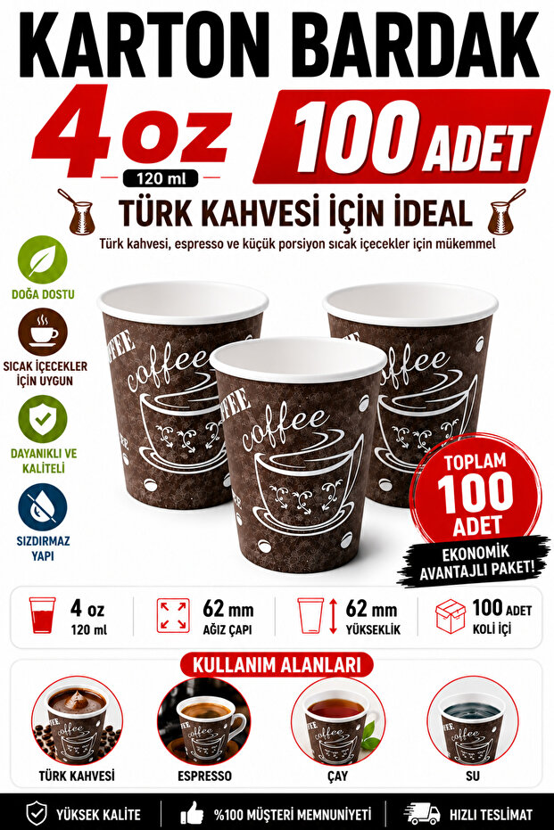 4oz Cardboard Espresso Coffee Glass 100 Pieces Turkish Coffee Glasses