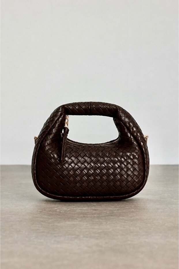 Women's Mini Clutch Braided Handbag Brown