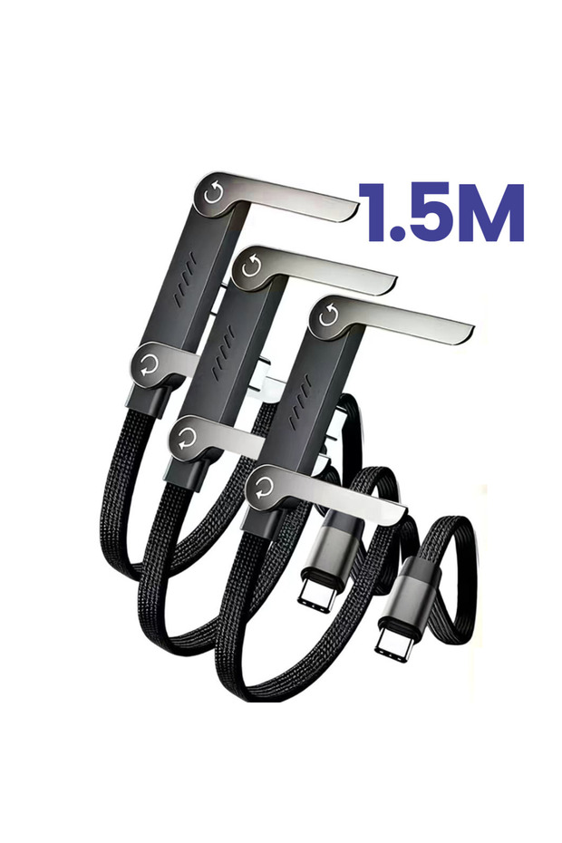 كابل Type-C إلى Type-C 3 قطع من NNBILI، حامل هاتف محمول قابل للطي 2 في 1، شحن سريع 240 واط