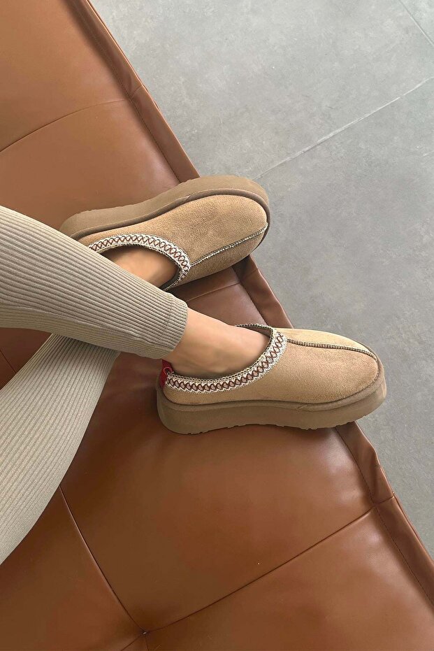 Belis Women's Flat Sole House Slippers Mink