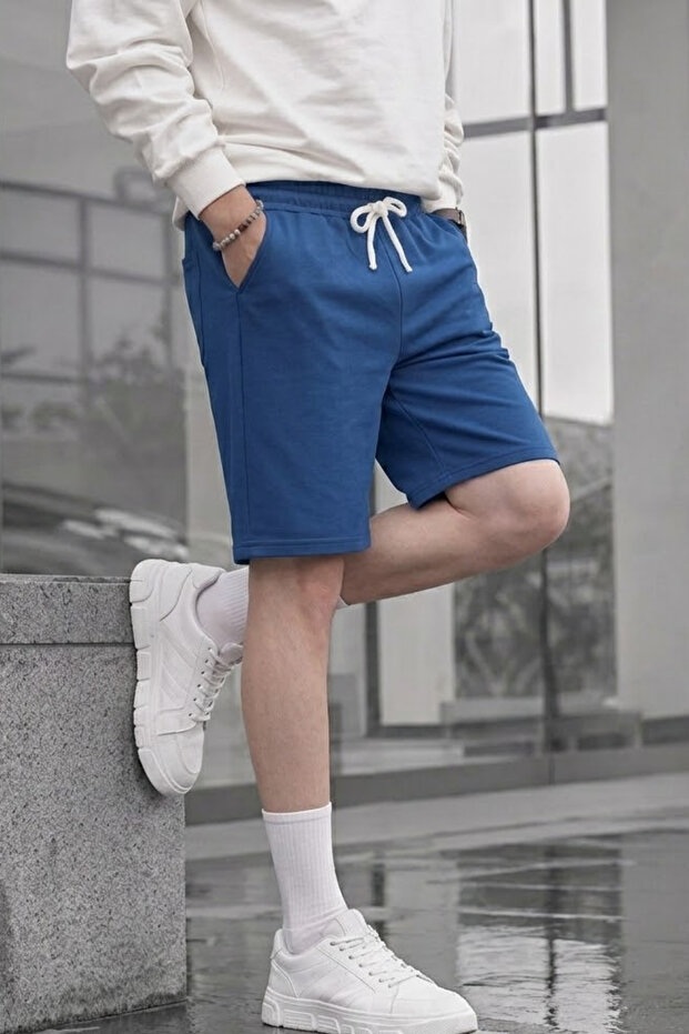 Men's Daily Basic Regular Blue Shorts - 3