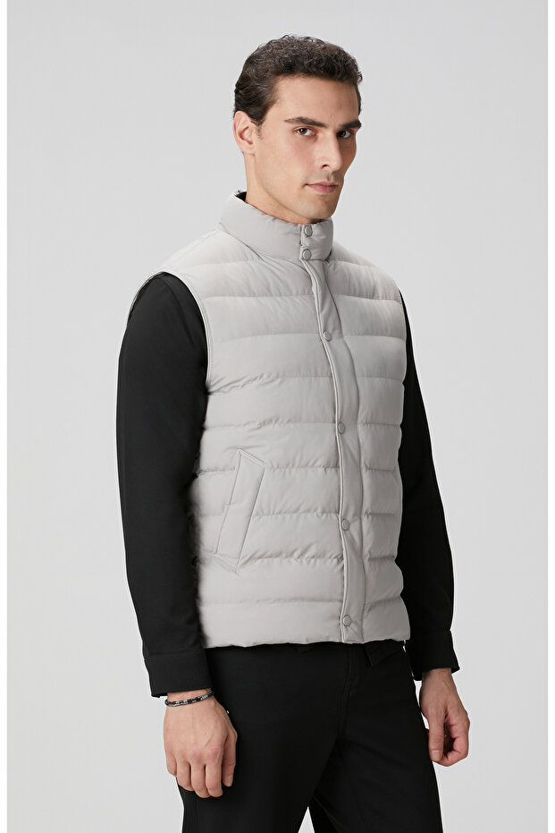Gri Ray Kapitoneli Casual Yelek - 4