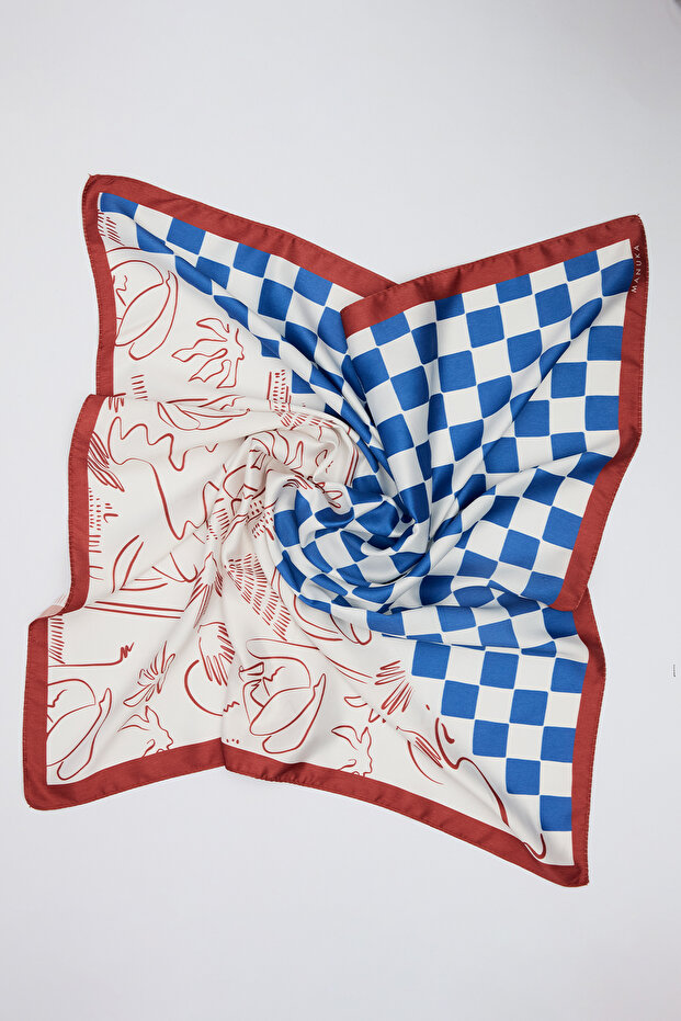 Patterned Medium Size Satin Scarf Divine - 3