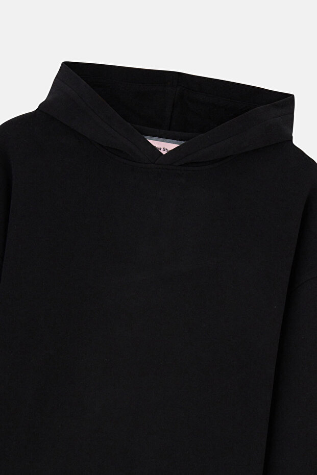 Basic Super Soft Hoodie - Siyah - 2