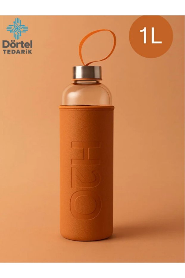 H2O Leather Covered Glass Flask 1000 ml