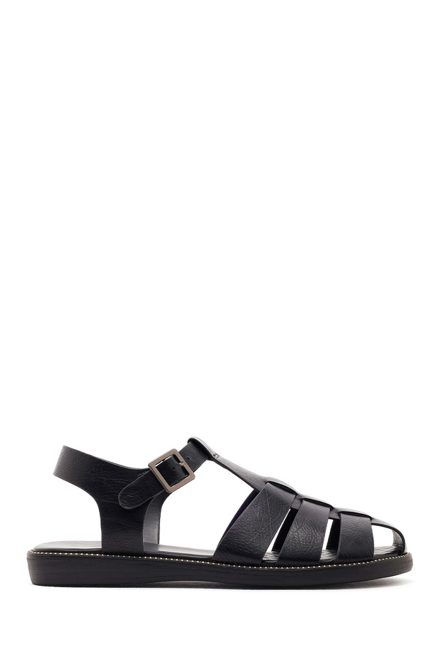 Women's Black Ankle Buckle Sandals 26Sfe463518