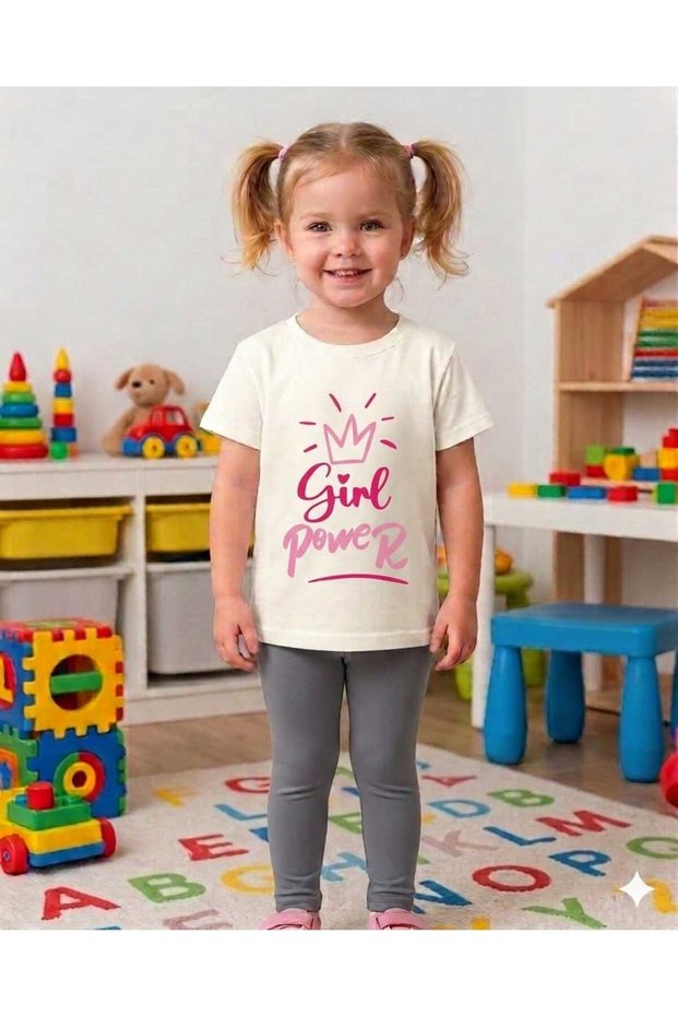 Girl's Diving Fabric Leggings and T-Shirt Casual Summer T-Shirt and Leggings Bottom Set 2-8 Years Old