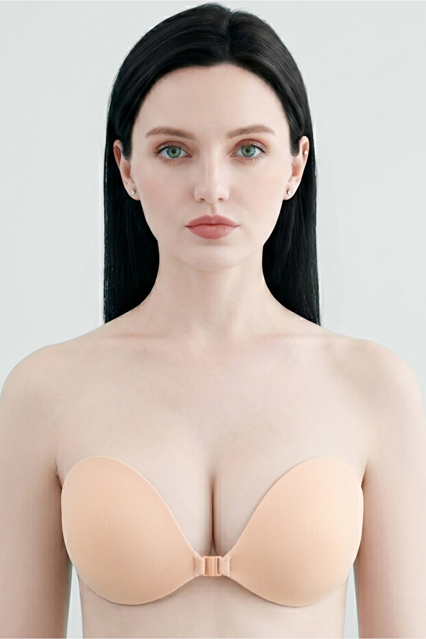 Silicone Bra High Adhesive Low-Cut/Evening Dress Plumping and Lifting Bra with Clasps