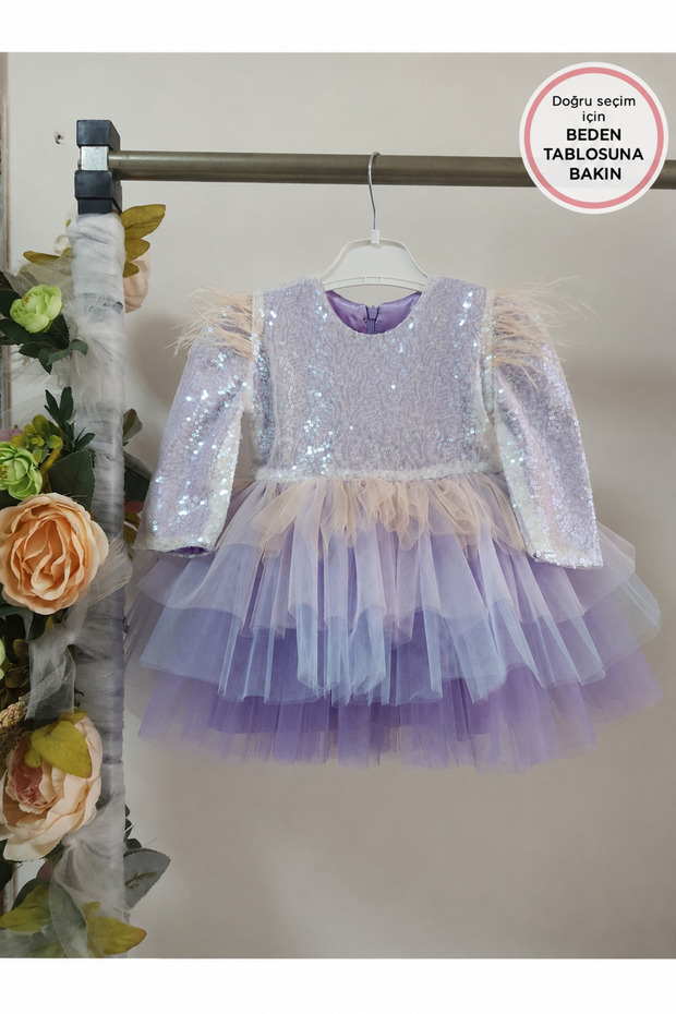 Girl's Lilac Unicorn Long Sleeve Dress