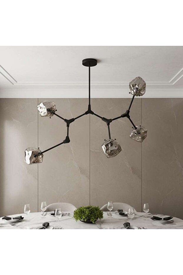Rubix 5-light G9 Glass Pendant Lamp 105x70x75cm - Black