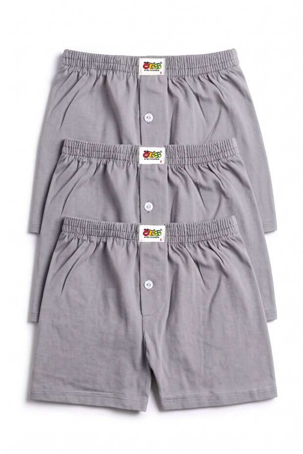Boy's Boxer 3-Piece Set with Buttons (100% Cotton)
