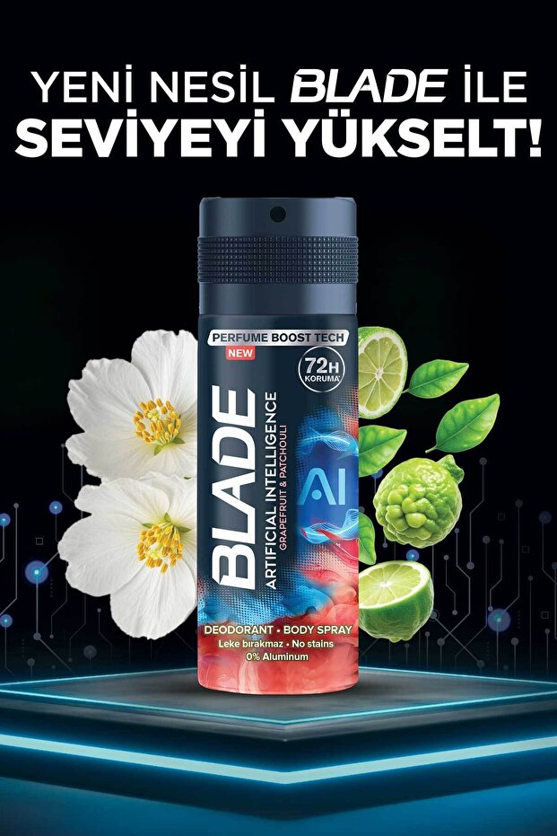 Artificial Intelligence Erkek Alüminyumsuz Deodorant Body Spray 6x150 ml Hızlı Kurur, Leke Bırakmaz - 4